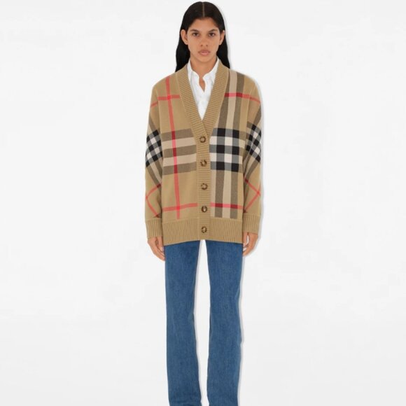 Burberry Cardigan in Check Technical Merino Wool Jacquard - Picture 1 of 14